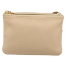 CELINE Trio Shoulder Bag Leather Beige Gold Auth BA13504V-13