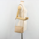 CELINE Trio Shoulder Bag Leather Beige Gold Auth BA13504V-25