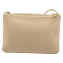 CELINE Trio Shoulder Bag Leather Beige Gold Auth BA13504V-2