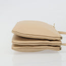 CELINE Trio Shoulder Bag Leather Beige Gold Auth BA13504V-3