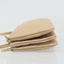 CELINE Trio Shoulder Bag Leather Beige Gold Auth BA13504V-4