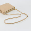 CELINE Trio Shoulder Bag Leather Beige Gold Auth BA13504V-7