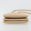 CELINE Trio Shoulder Bag Leather Beige Gold Auth BA13504V-5