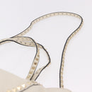 VALENTINO Studs Tote Bag Leather 2way White Gold Auth BA13505-15