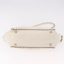 VALENTINO Studs Tote Bag Leather 2way White Gold Auth BA13505-5