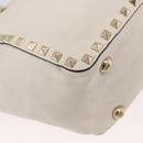 VALENTINO Studs Tote Bag Leather 2way White Gold Auth BA13505-17