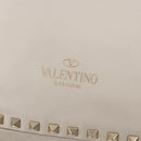 VALENTINO Studs Tote Bag Leather 2way White Gold Auth BA13505-19
