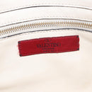 VALENTINO Studs Tote Bag Leather 2way White Gold Auth BA13505-21