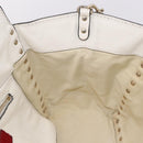 VALENTINO Studs Tote Bag Leather 2way White Gold Auth BA13505-22