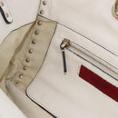 VALENTINO Studs Tote Bag Leather 2way White Gold Auth BA13505-24