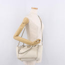 VALENTINO Studs Tote Bag Leather 2way White Gold Auth BA13505-25