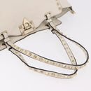 VALENTINO Studs Tote Bag Leather 2way White Gold Auth BA13505-7
