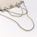 VALENTINO Studs Tote Bag Leather 2way White Gold Auth BA13505-8
