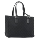 GUCCI GG Canvas Hand Bag Black Silver 113017 Auth BA13508-1