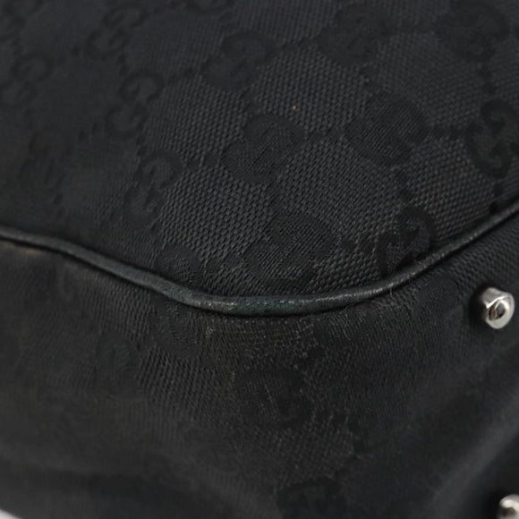GUCCI GG Canvas Hand Bag Black Silver 113017 Auth BA13508