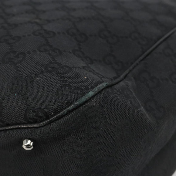 GUCCI GG Canvas Hand Bag Black Silver 113017 Auth BA13508