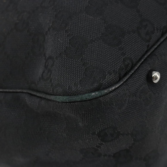 GUCCI GG Canvas Hand Bag Black Silver 113017 Auth BA13508