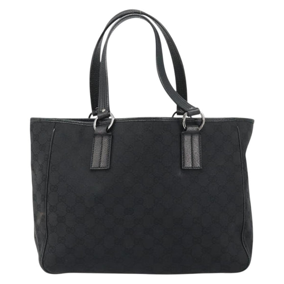 GUCCI GG Canvas Hand Bag Black Silver 113017 Auth BA13508
