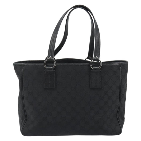 GUCCI GG Canvas Hand Bag Black Silver 113017 Auth BA13508