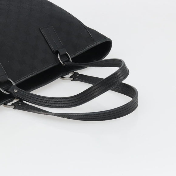 GUCCI GG Canvas Hand Bag Black Silver 113017 Auth BA13508