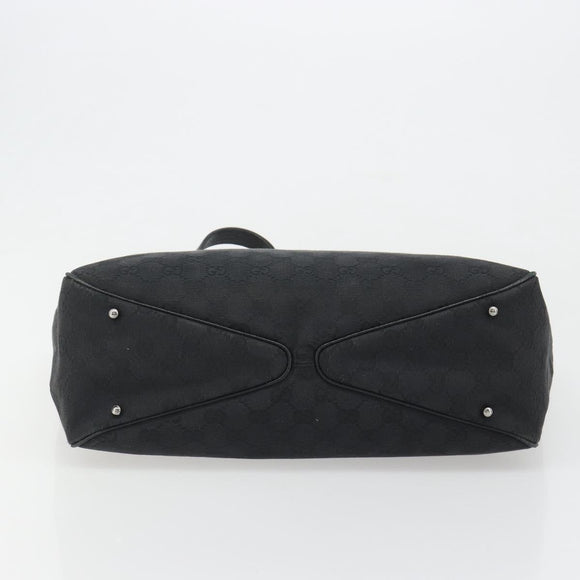 GUCCI GG Canvas Hand Bag Black Silver 113017 Auth BA13508