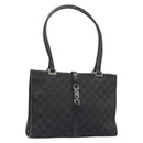 GUCCI GG Canvas Jackie Tote Bag Black Silver 002 1073 Auth BA13509A-1