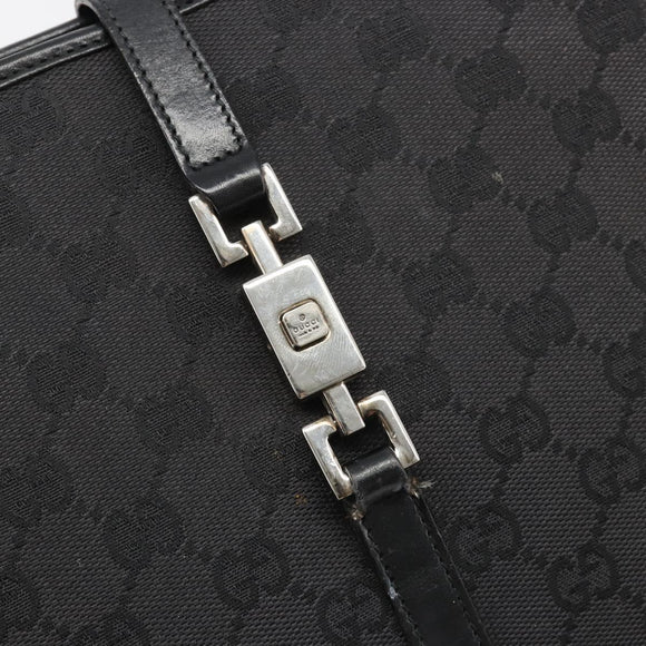 GUCCI GG Canvas Jackie Tote Bag Black Silver 002 1073 Auth BA13509A