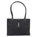 GUCCI GG Canvas Jackie Tote Bag Black Silver 002 1073 Auth BA13509A-13