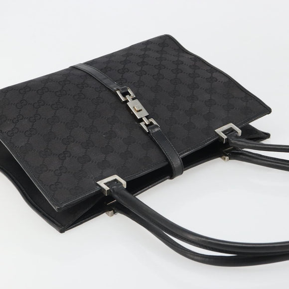 GUCCI GG Canvas Jackie Tote Bag Black Silver 002 1073 Auth BA13509A