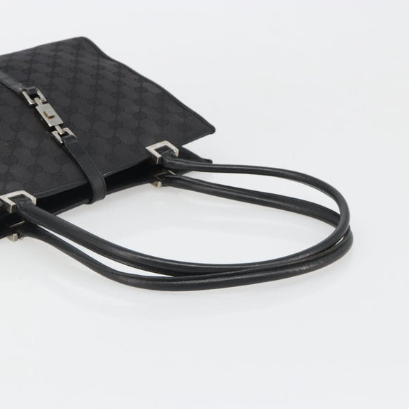 GUCCI GG Canvas Jackie Tote Bag Black Silver 002 1073 Auth BA13509A