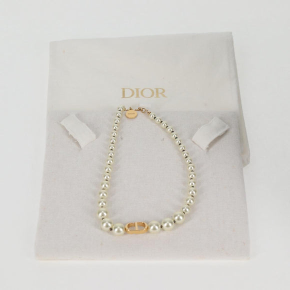 Christian Dior Necklace Pearl White Auth BA1350