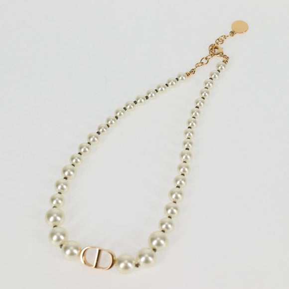 Christian Dior Necklace Pearl White Auth BA1350