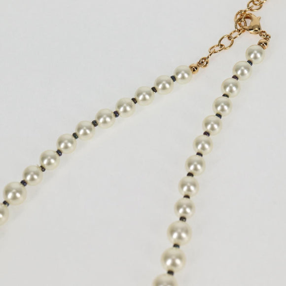 Christian Dior Necklace Pearl White Auth BA1350