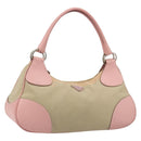 PRADA Hand Bag Canvas Beige Silver Auth BA13510A-1