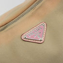 PRADA Hand Bag Canvas Beige Silver Auth BA13510A-19