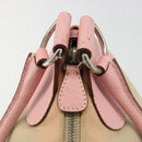 PRADA Hand Bag Canvas Beige Silver Auth BA13510A-20