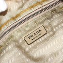 PRADA Hand Bag Canvas Beige Silver Auth BA13510A-21