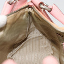 PRADA Hand Bag Canvas Beige Silver Auth BA13510A-23