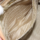 PRADA Hand Bag Canvas Beige Silver Auth BA13510A-25