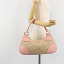 PRADA Hand Bag Canvas Beige Silver Auth BA13510A-26