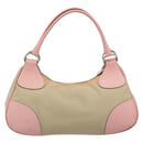 PRADA Hand Bag Canvas Beige Silver Auth BA13510A-2