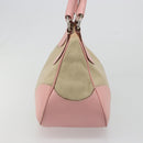 PRADA Hand Bag Canvas Beige Silver Auth BA13510A-4