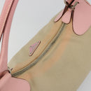 PRADA Hand Bag Canvas Beige Silver Auth BA13510A-6