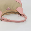 PRADA Hand Bag Canvas Beige Silver Auth BA13510A-8