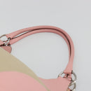 PRADA Hand Bag Canvas Beige Silver Auth BA13510A-14