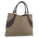 GUCCI GG Canvas Tote Bag Beige Silver Auth BA13511-1