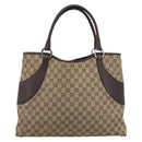GUCCI GG Canvas Tote Bag Beige Silver Auth BA13511-13