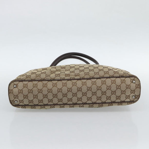 GUCCI GG Canvas Tote Bag Beige Silver Auth BA13511