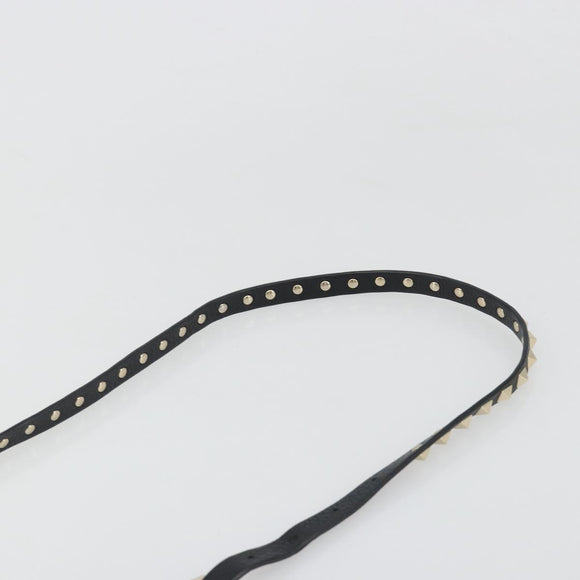 VALENTINO Studs Hand Bag Leather 2way Black Gold Auth BA13515V