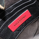 VALENTINO Studs Hand Bag Leather 2way Black Gold Auth BA13515V-11